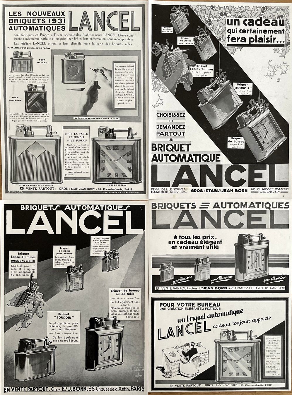 Grafica & Litografie: Lancel Feuerzeug - 5 alte Werbungen / Publicités 1930/31 – Usato da Savagnier venduto da Ne2065 1