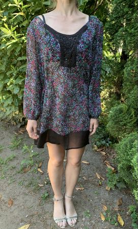 Chic Abito a fiori con maniche lunge-tgM/L👌feste👌vacanze