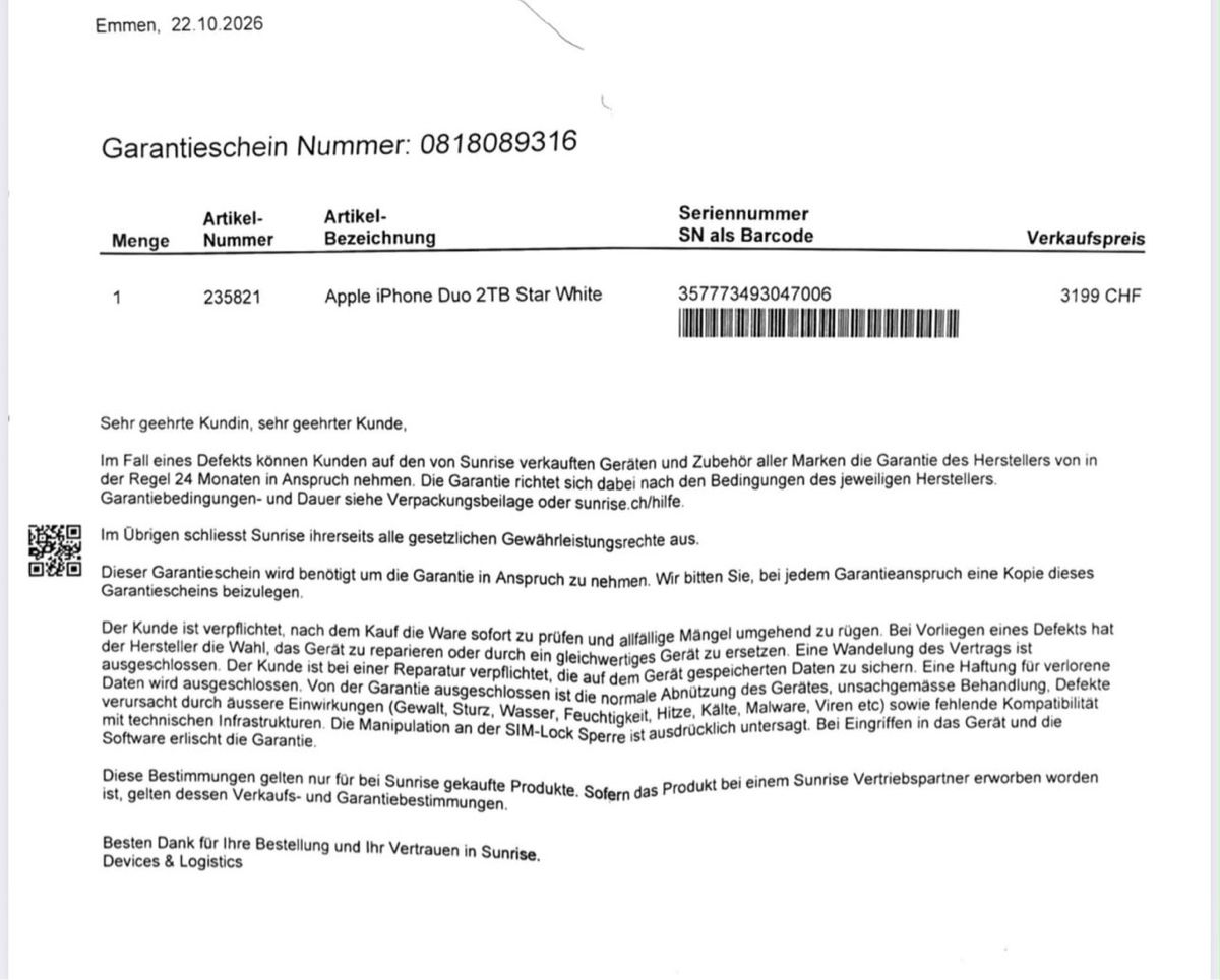 Apple Telefoni cellulari / Smartphones: Iphone Duo 2Tb weiss – Nuovo (secondo la descrizione) da Dietlikon venduto da Mila2023 2