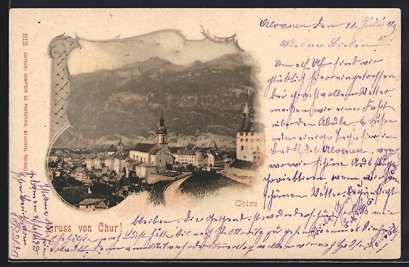 Cartes postales: AK Chur, Coire, Panorama mit Kirche – D'occasion à Berlin par bartko-reher