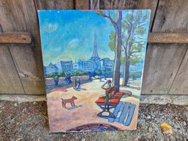Gemälde Stadtansicht Paris / Eifelturm, unsigniert