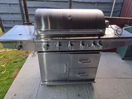 Gasgrill Edelstahl 6 Brenner mit Drehspiess