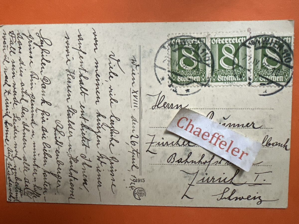 Ansichtskarten: 1926 Wien Donauseite vom NuBberg – Gebraucht aus Zürich von Chaeffeler 1