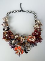 Statement Floral ZARA Necklace with Pearls and Crystals