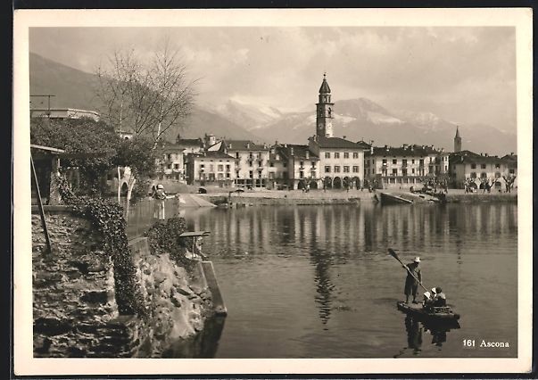 Ansichtskarten: AK Ascona, Panorama mit Bergen, 1941 – Gebraucht aus Berlin von bartko-reher