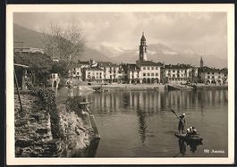 AK Ascona, Panorama mit Bergen, 1941