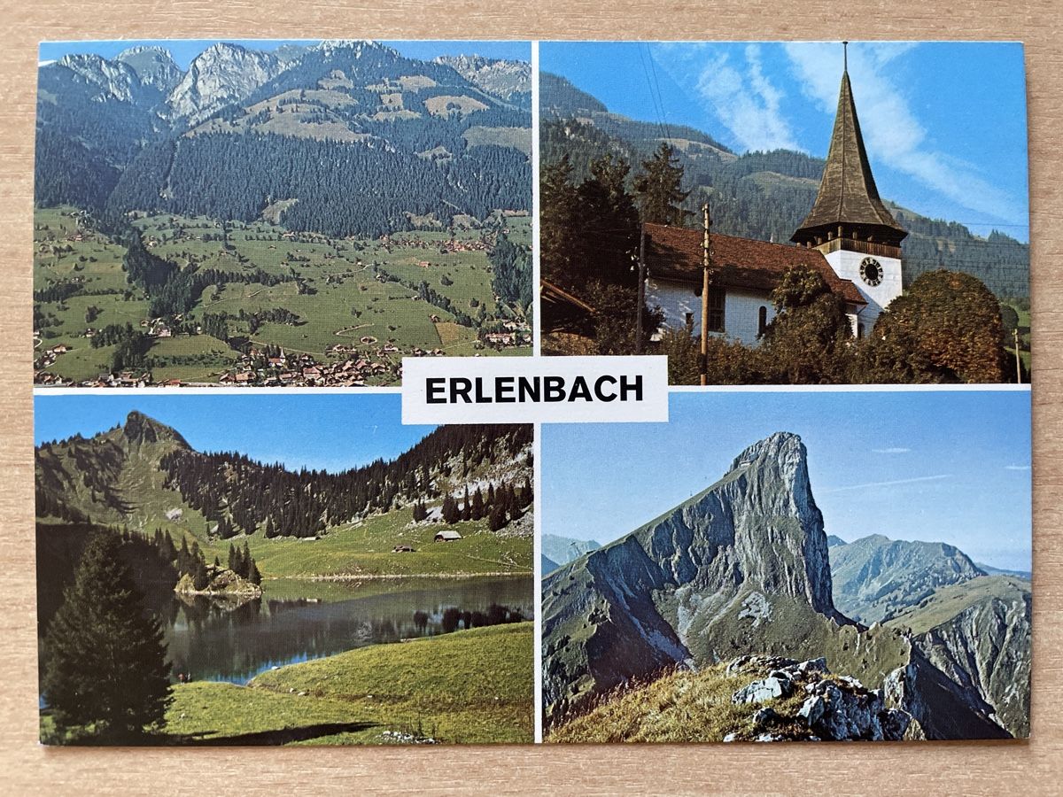 Ansichtskarten: Alte Ansichtskarte Erlenbach Simmental Stockhorn Kirche Berg – Gebraucht aus Neuhausen am Rheinfall von Arielle55