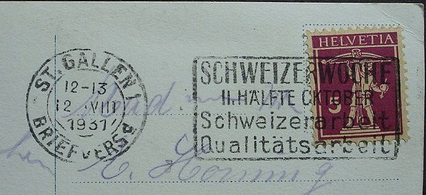 Ansichtskarten: ST. GALLEN Hotel Hecht 1931 – Gebraucht aus Jona von philajona 1