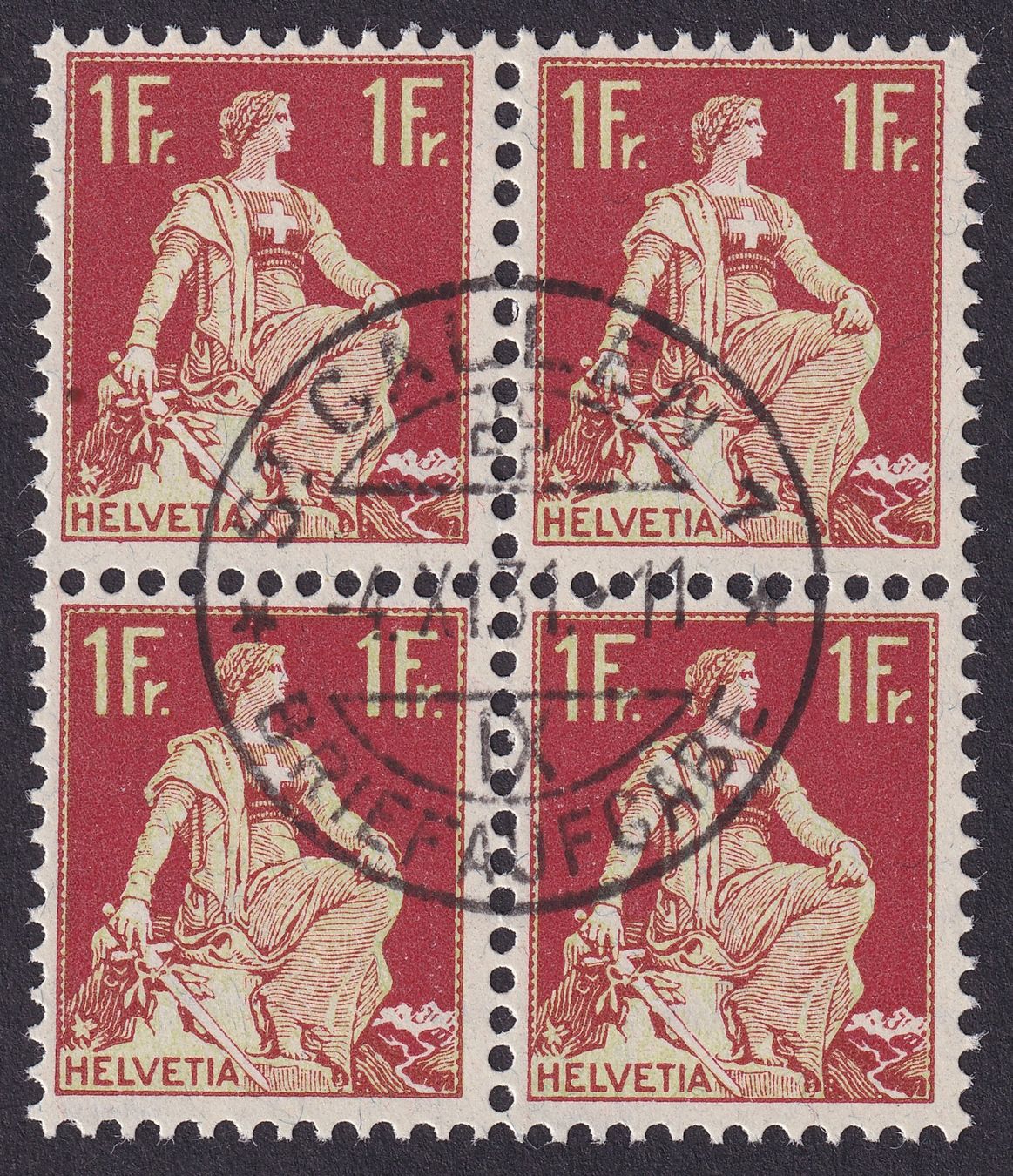 Alle Briefmarken: Nr. 115 Viererblock gestempelt ST.GALLEN – Gebraucht aus Ebikon von SilvioFreund