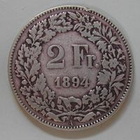 097 MZ, CH 2 FRANKEN 1894 A (PARIS), SILBER, s-ss
