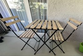 Balkonset Tisch und 2 Stühle Holz Metall klappbar IKEA TÄRNÖ