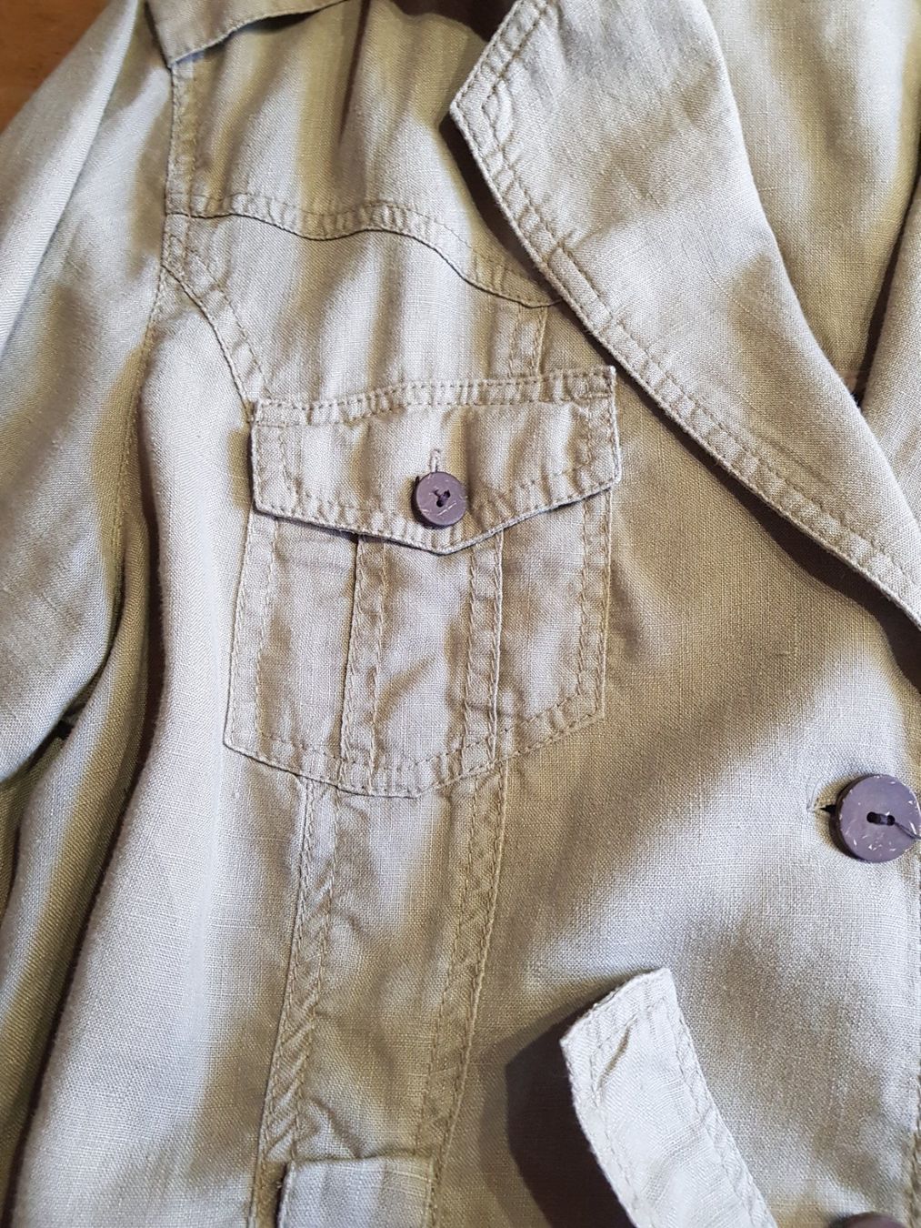 Manor Giacche: Leinenjacke BEIGE mit Gürtel, Gr. 44 – Usato da Wettingen venduto da halloween01 4
