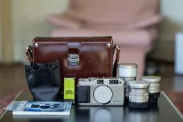 Contax G1 Set mit 28mm, 45mm, 90mm, Hülle und Ledertasche