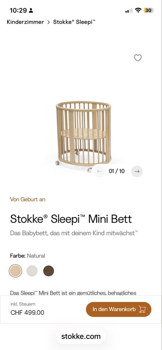 Betten: Stokke mini Baby Crib Grey with Wheels  – Neu (gemäss Beschreibung) aus Kilchberg ZH von Findyourself 3