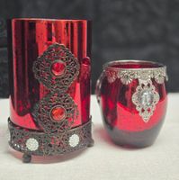 2 Rote Windlichter, orientalisch, Kerzenhalter, Deko