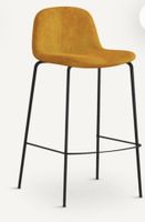 2 tabourets  de bar velours jaune pieds noir