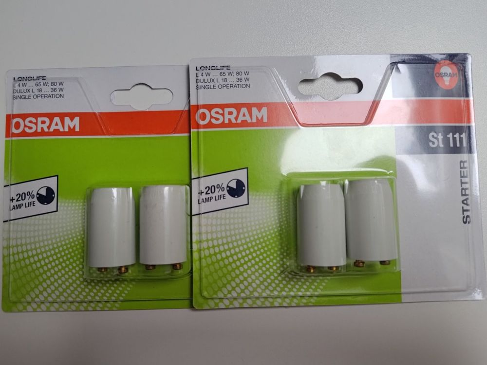 2 Stück OSRAM Starter ST 111 für Leuchtstoffröhren