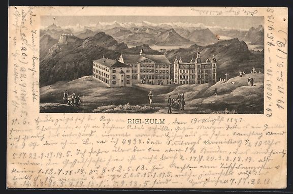 Ansichtskarten: Litho Rigi-Kulm, Panorama mit Hotel – Gebraucht aus Berlin von bartko-reher