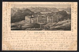 Litho Rigi-Kulm, Panorama mit Hotel