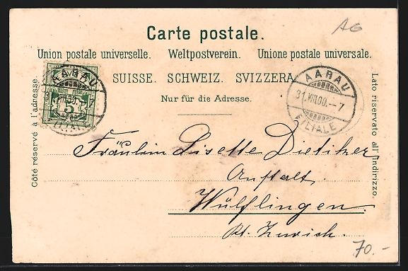 Cartoline postali: Litho Aarau, Gewerbe-Museum, Neue Kasern – Usato da Berlin venduto da bartko-reher 1