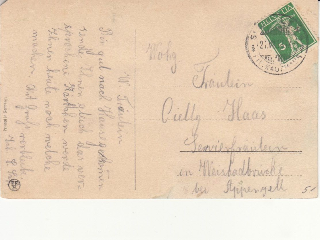 Cartoline postali: Landschaft selbst gemalt an Servierfräulein 1913 – Usato da Bürglen TG venduto da StampGraf 1