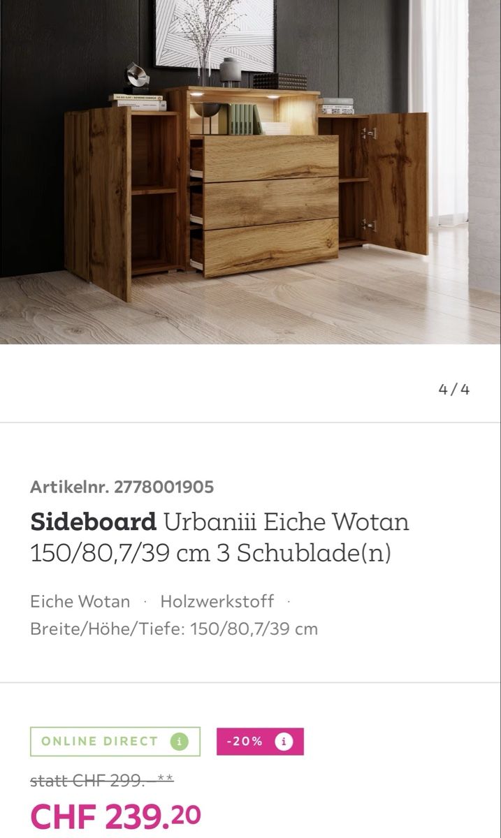 Pfister Kommoden: Stylisches Sideboard Eiche – Neu (gemäss Beschreibung) aus Elsau von con_jqh7 1