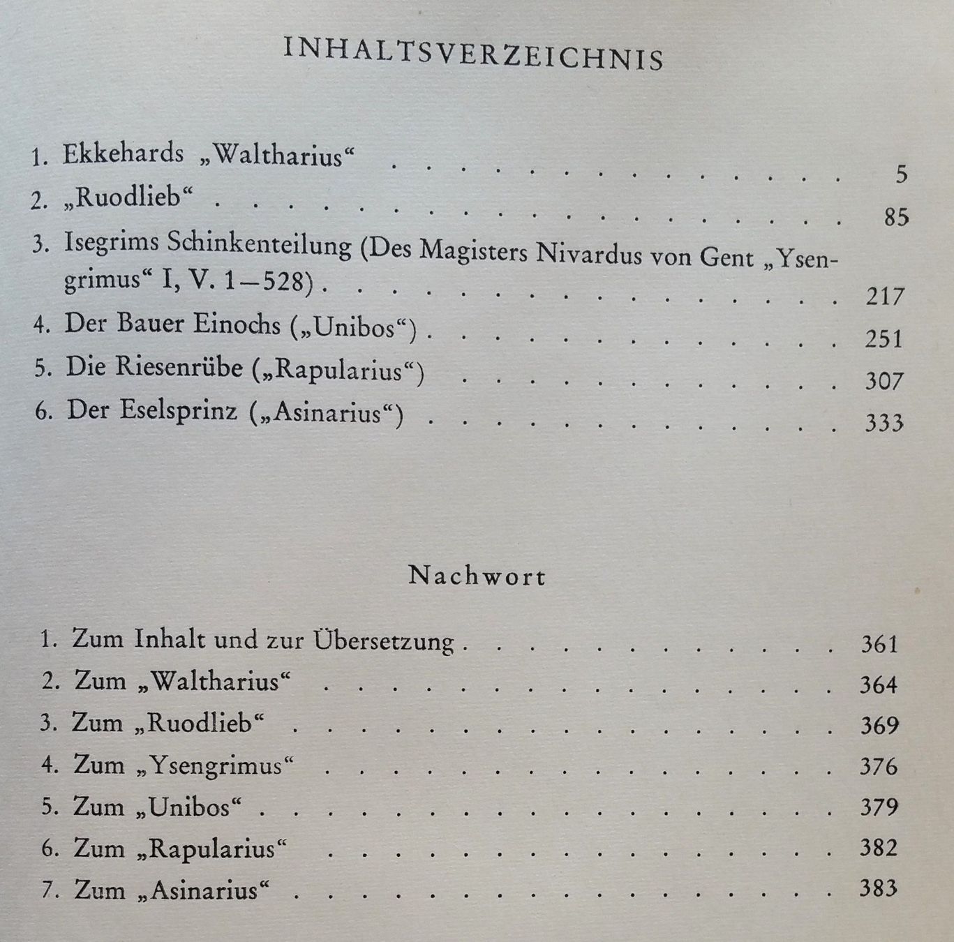 Libri: Waltharius / Ruodlieb - Märchenepen, Schweizer Ausgabe 1956 – Usato da Oberriet SG venduto da ganesh435 4