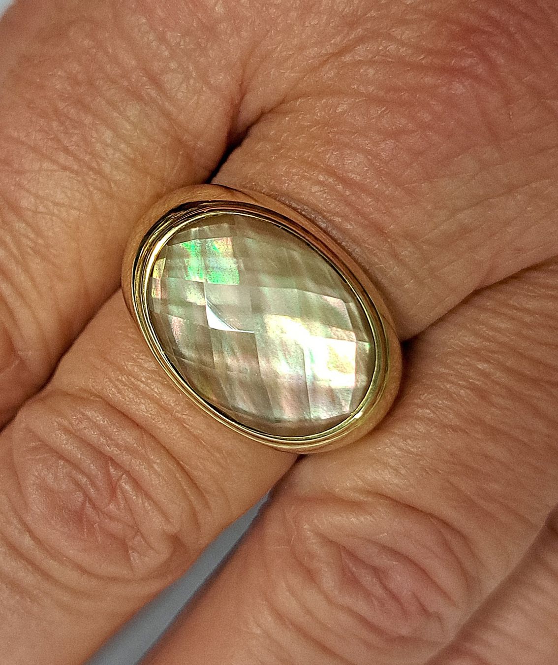 Anelli: Ring Gold mit Bergkristall / Perlmutt Doublette – Usato da Stans venduto da wer_fd5f 5