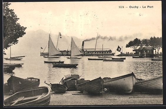 Cartoline postali: AK Ouchy, Dampfschiffe im Hafen, 1922 – Usato da Berlin venduto da bartko-reher