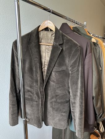 Herren Samt Sakko, Braun/Grau, Top Zustand Grösse 48