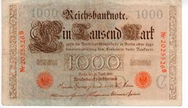 Reichsbanknote Ein Tausend Mark 1910