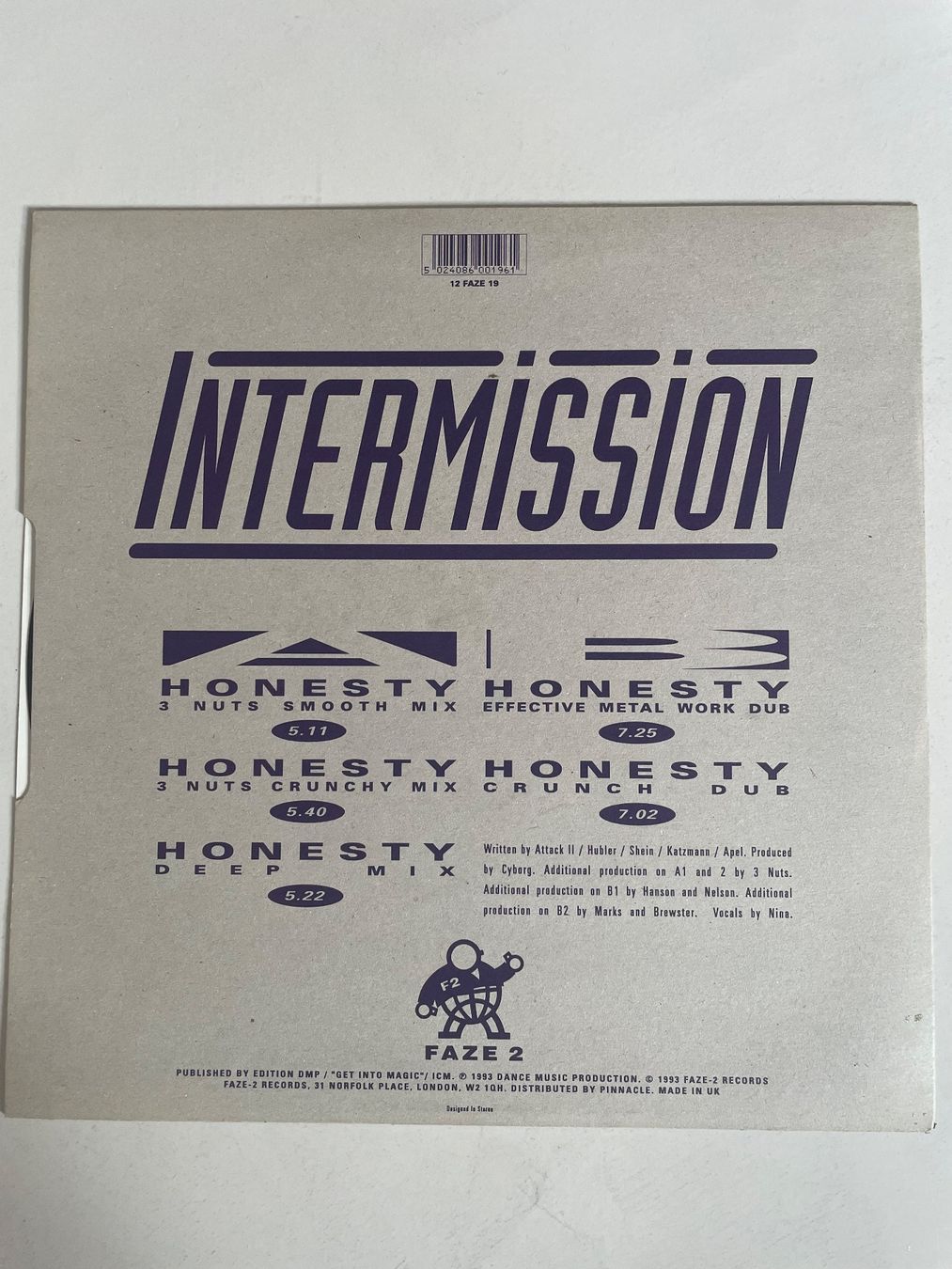 Schallplatten: Vinyl Intermission Honesty Faze 2 - Techno 1993 – Gebraucht aus Minusio von Pink222 1