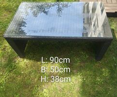 Gartenlounge Set, Polyrattan, Tisch mit Glasplatte