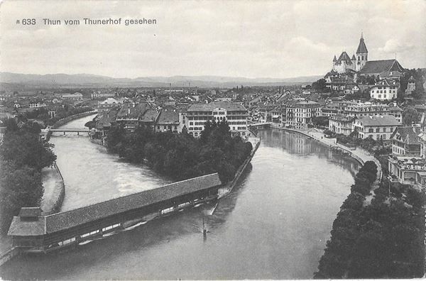 Cartoline postali: Thun vom Thunerhof gesehen – Usato da Olten venduto da clotaldi
