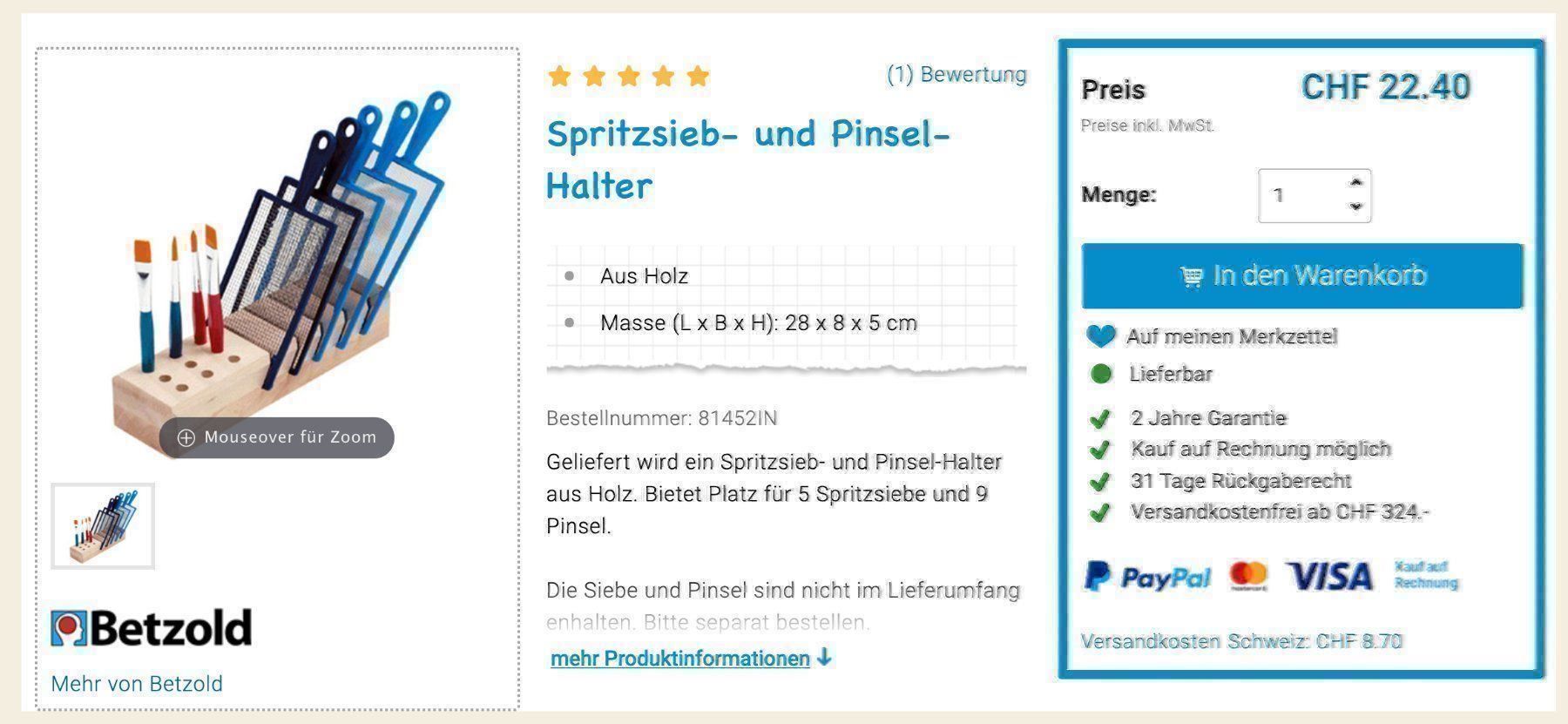 Cucine complete: Spritzsieb- und Pinselhalter, neu – Nuovo (secondo la descrizione) da Rothenburg venduto da Kaulquappe55 1