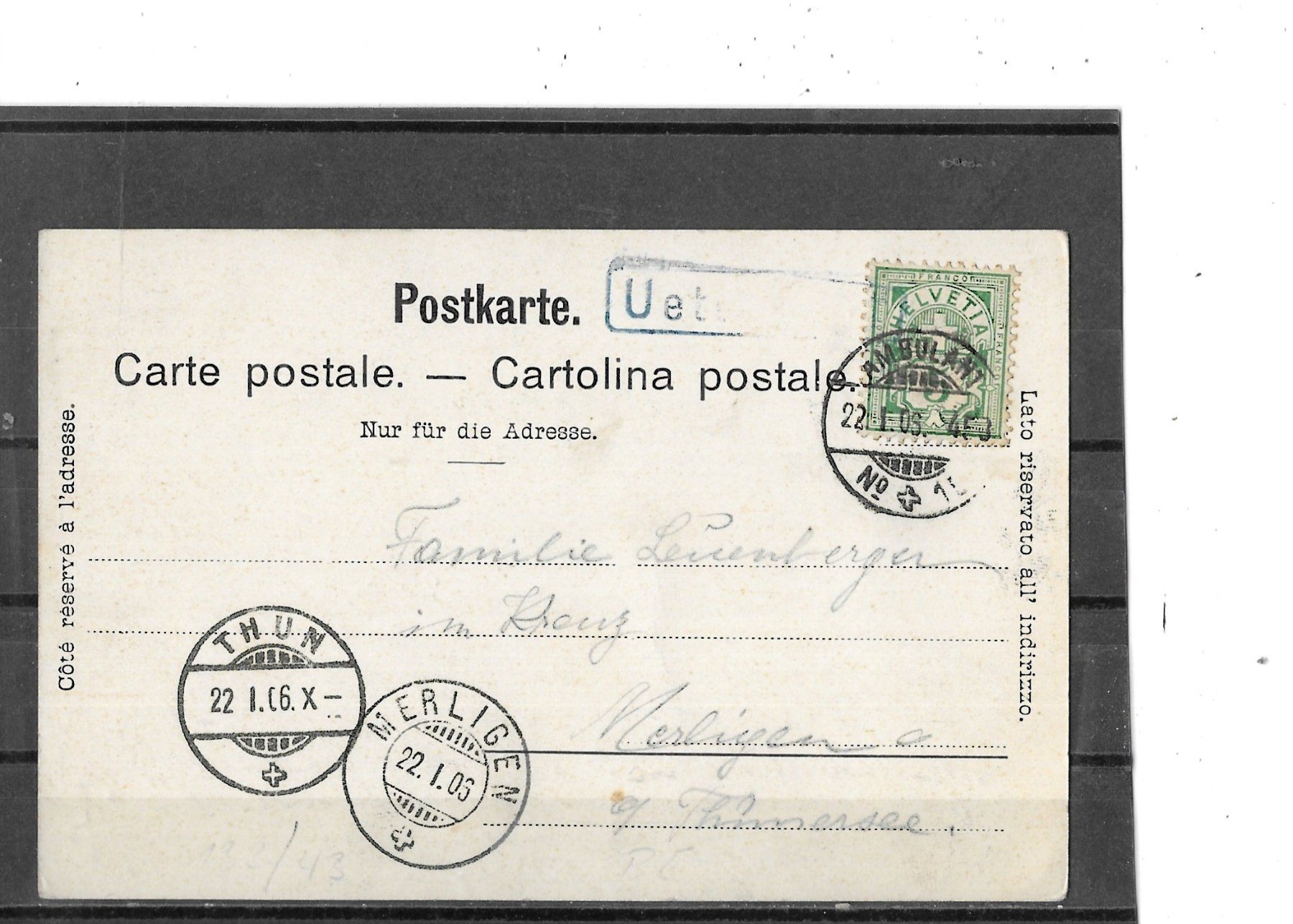 Cartes postales: BE Gruss aus Uetendorf 1906 – D'occasion à Schocherswil par Wilare 1