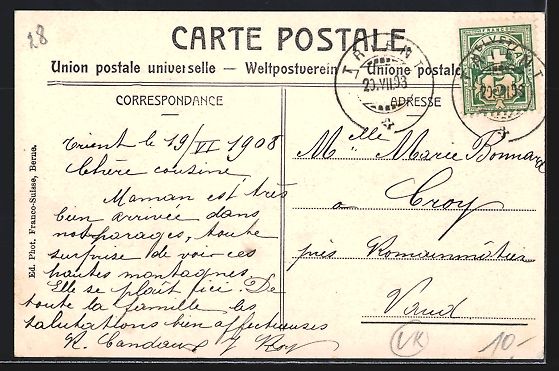 Cartoline postali: AK Trient, Village du Trient, 1908 – Usato da Berlin venduto da bartko-reher 1
