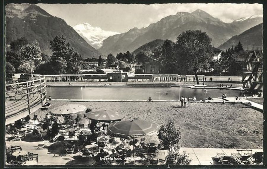 Ansichtskarten: Interlaken, Schwimmbad, um 1931 – Gebraucht aus Frauenfeld von POML