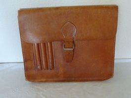 Vintage Leder Mappe, hellbraun Leder Tasche