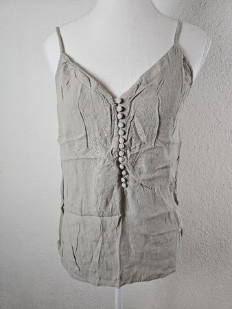 Débardeur femme beige à boutons, coupe cintrée, état neuf