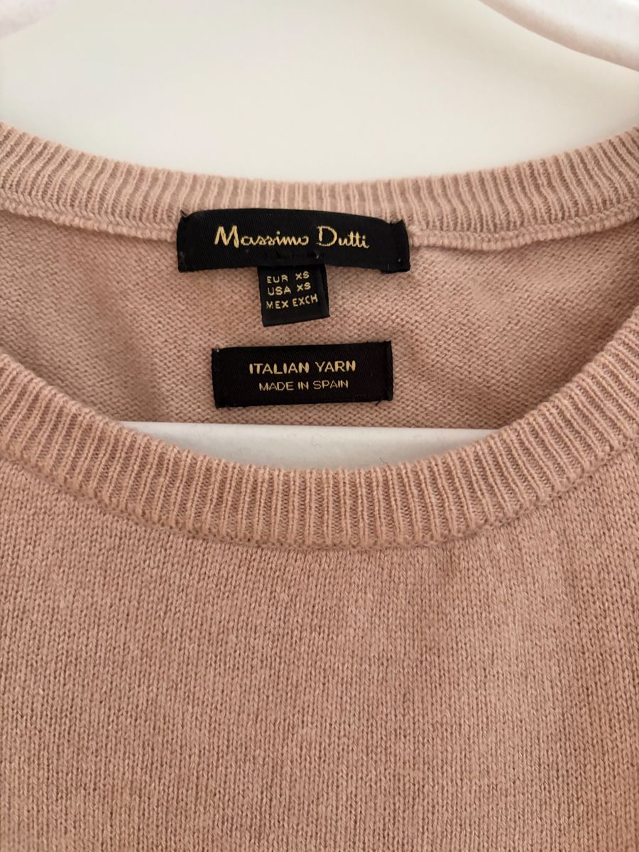 Haut Noir Brodé De Fleurs Massimo Dutti - Taille XS (UK8), Manches 3/4, Occasion Très Bon état