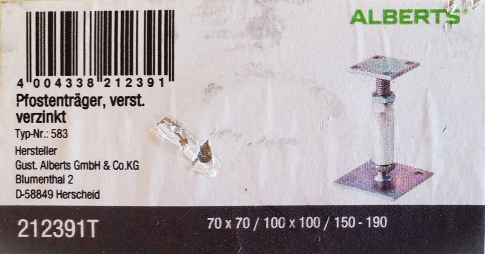 4 Stück Pfostenträger Höhenverstellbar 100-150mm - Galvanisierte Stützenfüße Für Zäune & Carports