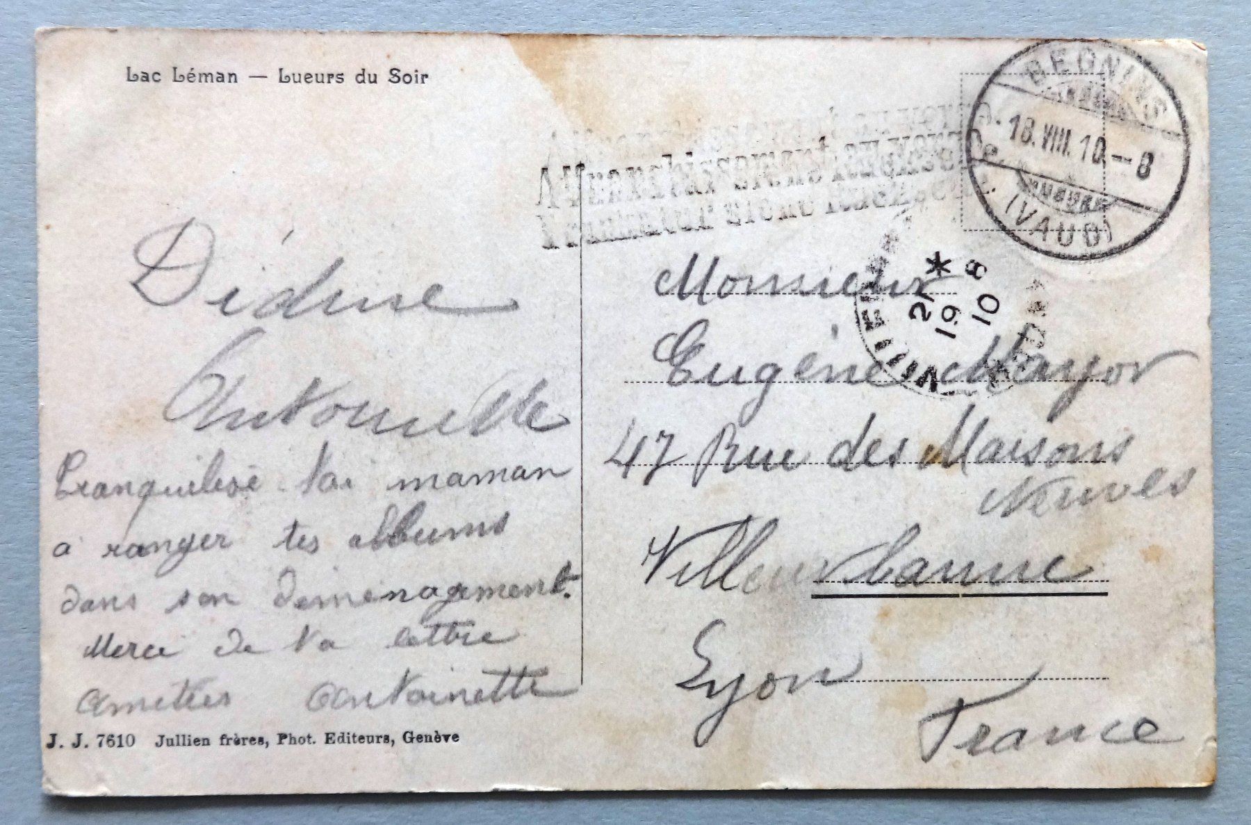 Cartoline postali: Lac Léman - Lueurs du Soir – Difettoso da Fétigny venduto da Billy2miny 1