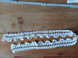 Spitzenband gehäkelt weiss Baumwolle itze Spitzenborte 0.82m