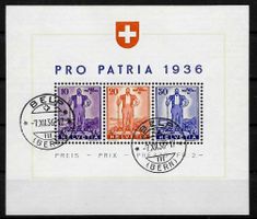 1936, W8, Block Pro Patria sauber gestempelt BERN (15300)