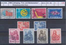 1961 Jahrgang, "Frei- und Werbemarken", gestempelt