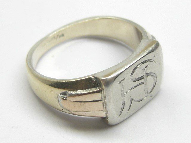 Anelli: Antik Ring Silber geprüft teilvergoldet Monogramm SH / Gr.59 – Usato da Ermatingen venduto da Decovin 6