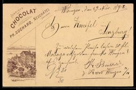 Vorläufer-Lithographie Neuchâtel, 1895, Fabrique de Chocolat