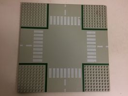 LEGO Vintage crossroad  Grey  Baseplate 32 x 32  used‪