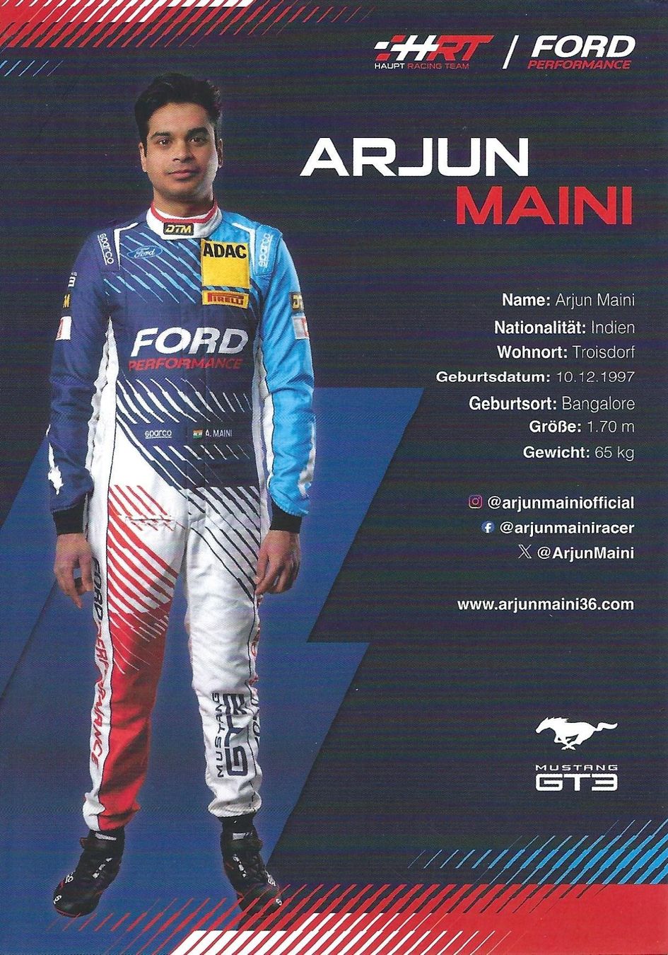 Autografi: Autogrammkarte, Arjun Maini, DTM, Version Oschersleben 2025 – Usato da Aarburg venduto da Hktm 1